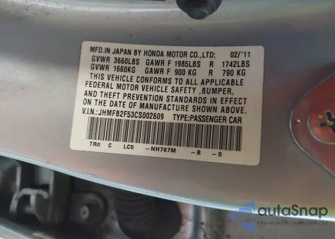 2012 Honda Civic Lx from USA, damaged, VIN JHMFB2F53CS002609